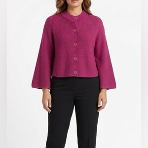 Ashley Judd Fuchsia Button-Up Cardigan
